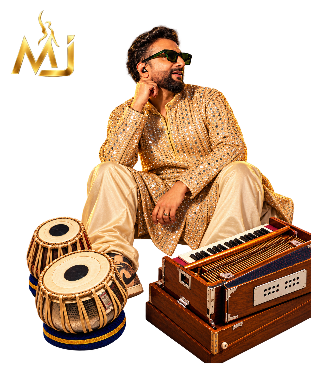 Manish Joshi with tabla and harmonium